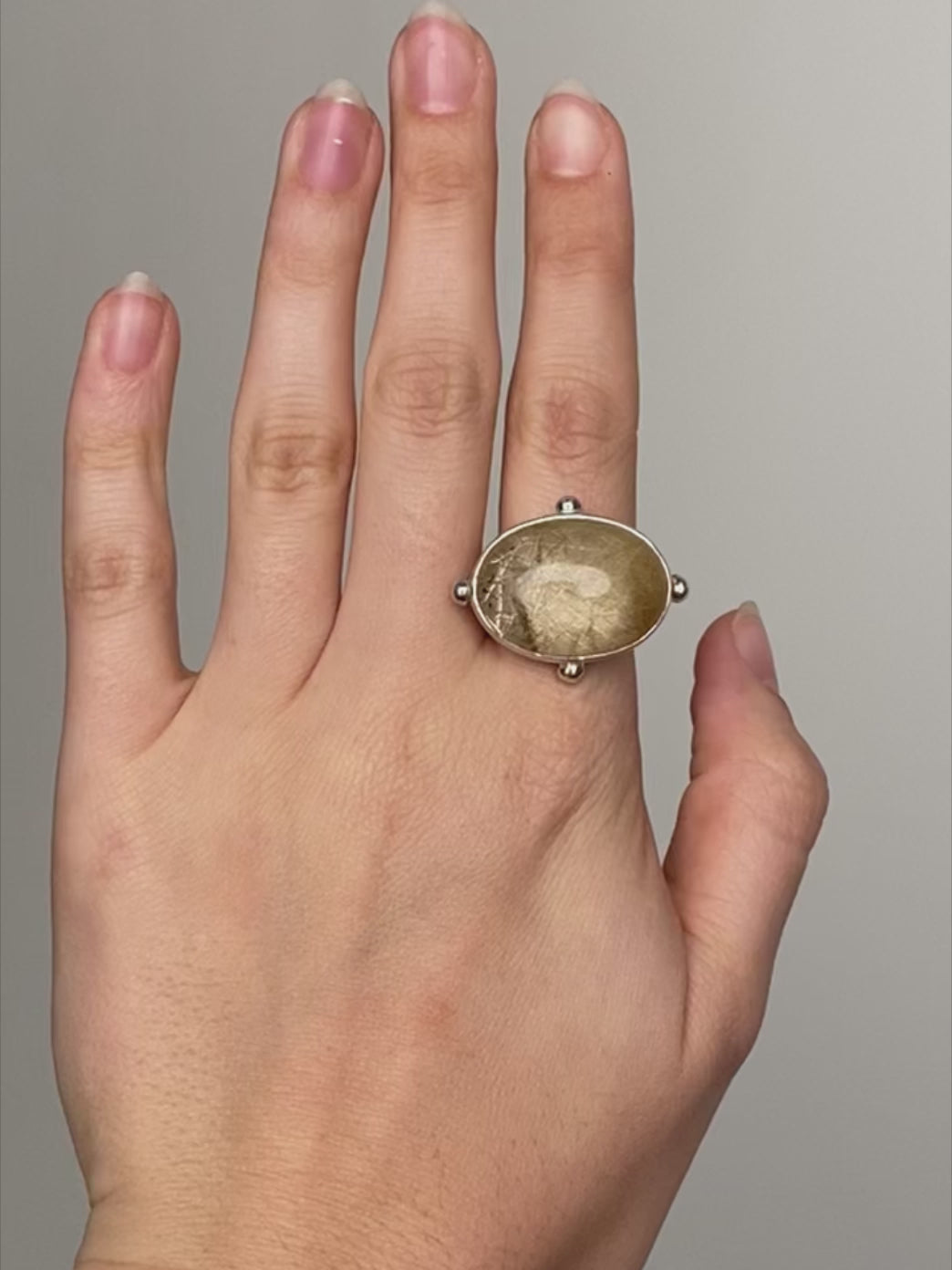 Fiorina Jewellery Oval Fishband Ring Rutile Quartz