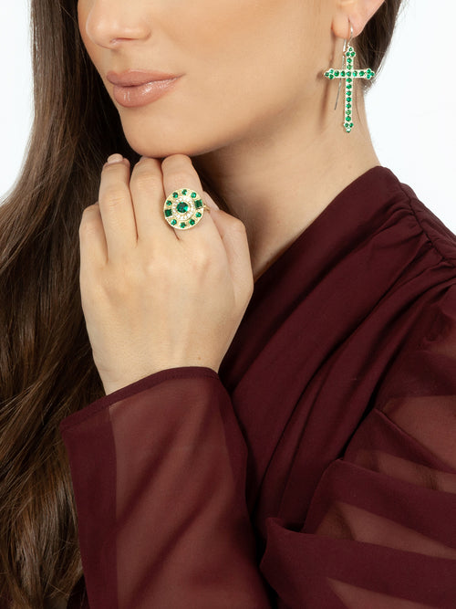 Fiorina Jewellery Aztec Ring Emerald Model