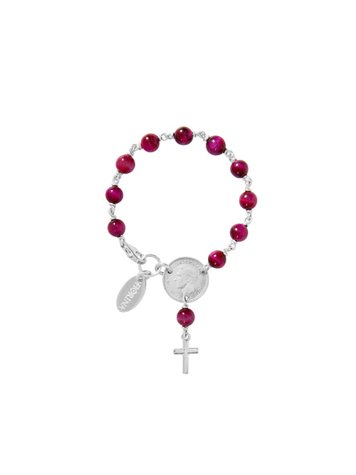 Fiorina Jewellery Baby Rosary Bracelet Magenta Tigerseye