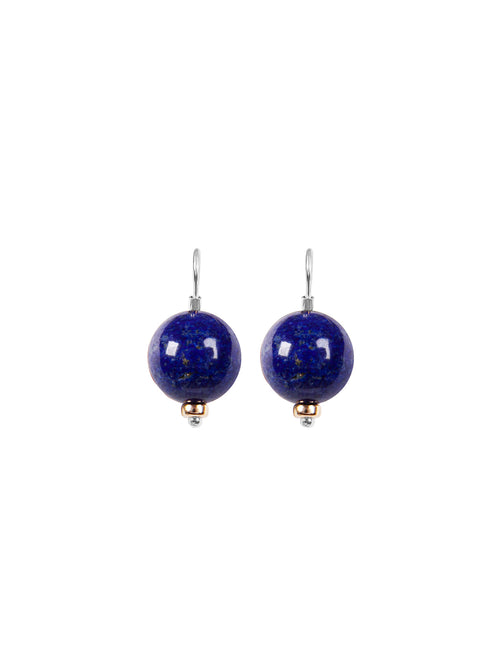 Fiorina Jewellery Lapis Ball Earrings Gold Highlights