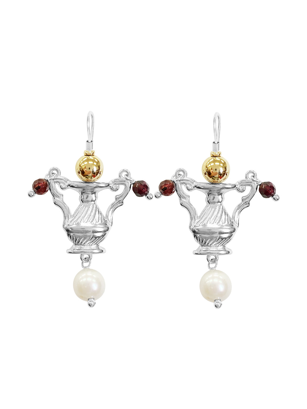 Fiorina Jewellery Como Urn Earrings Garnet and Pearl