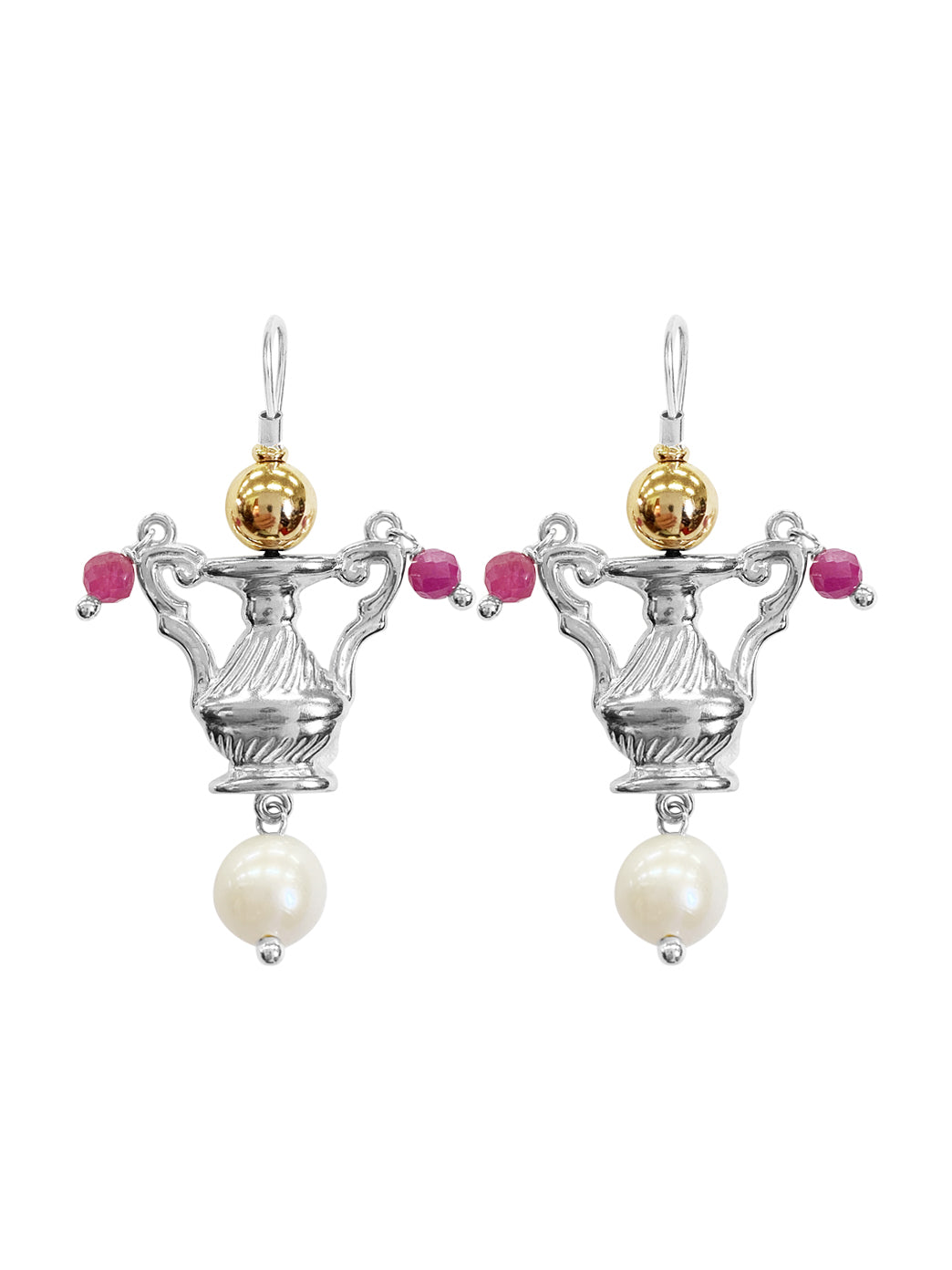Fiorina Jewellery Como Urn Earrings Ruby and Pearl
