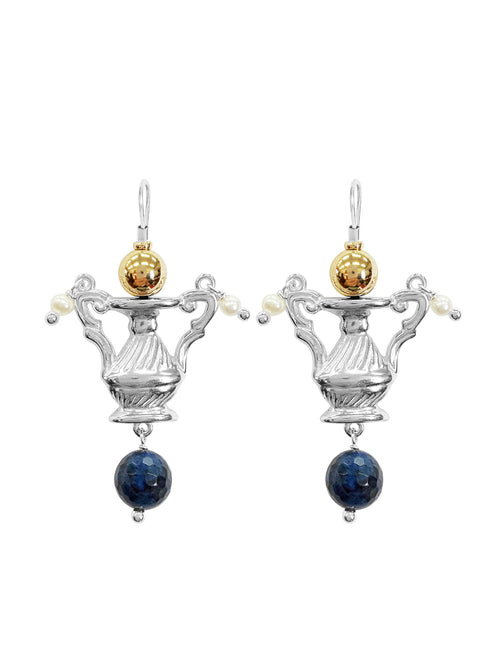 Fiorina Jewellery Como Urn Earrings Pearl & Sodalite