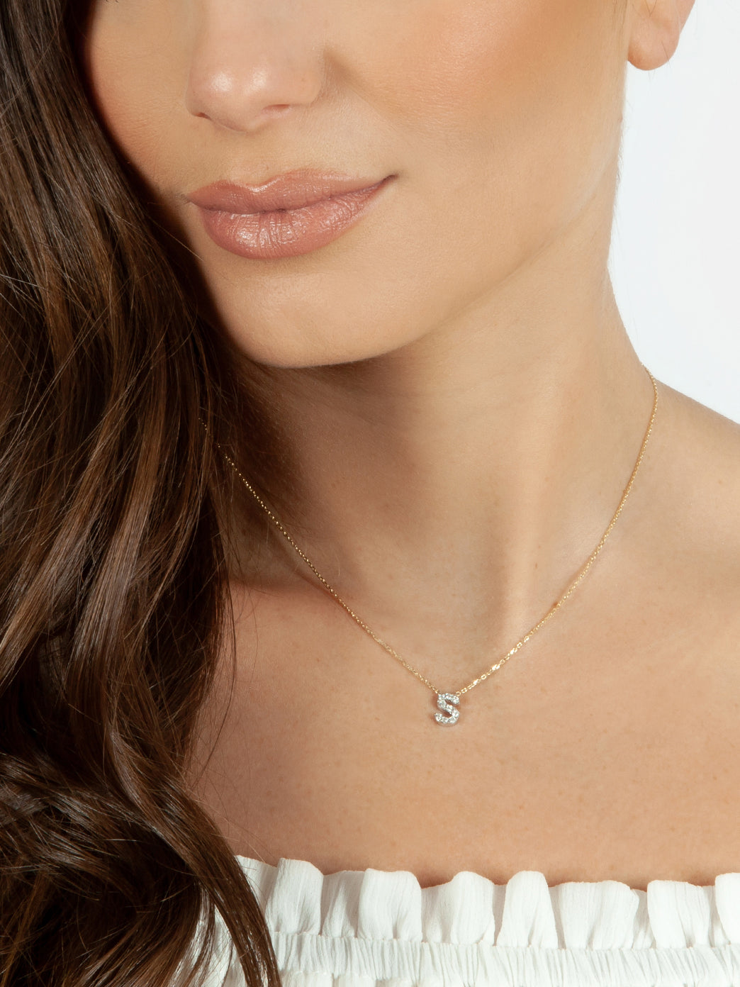 Fiorina Jewellery Diamond Alphabet Street Necklace Gold Chain Model S