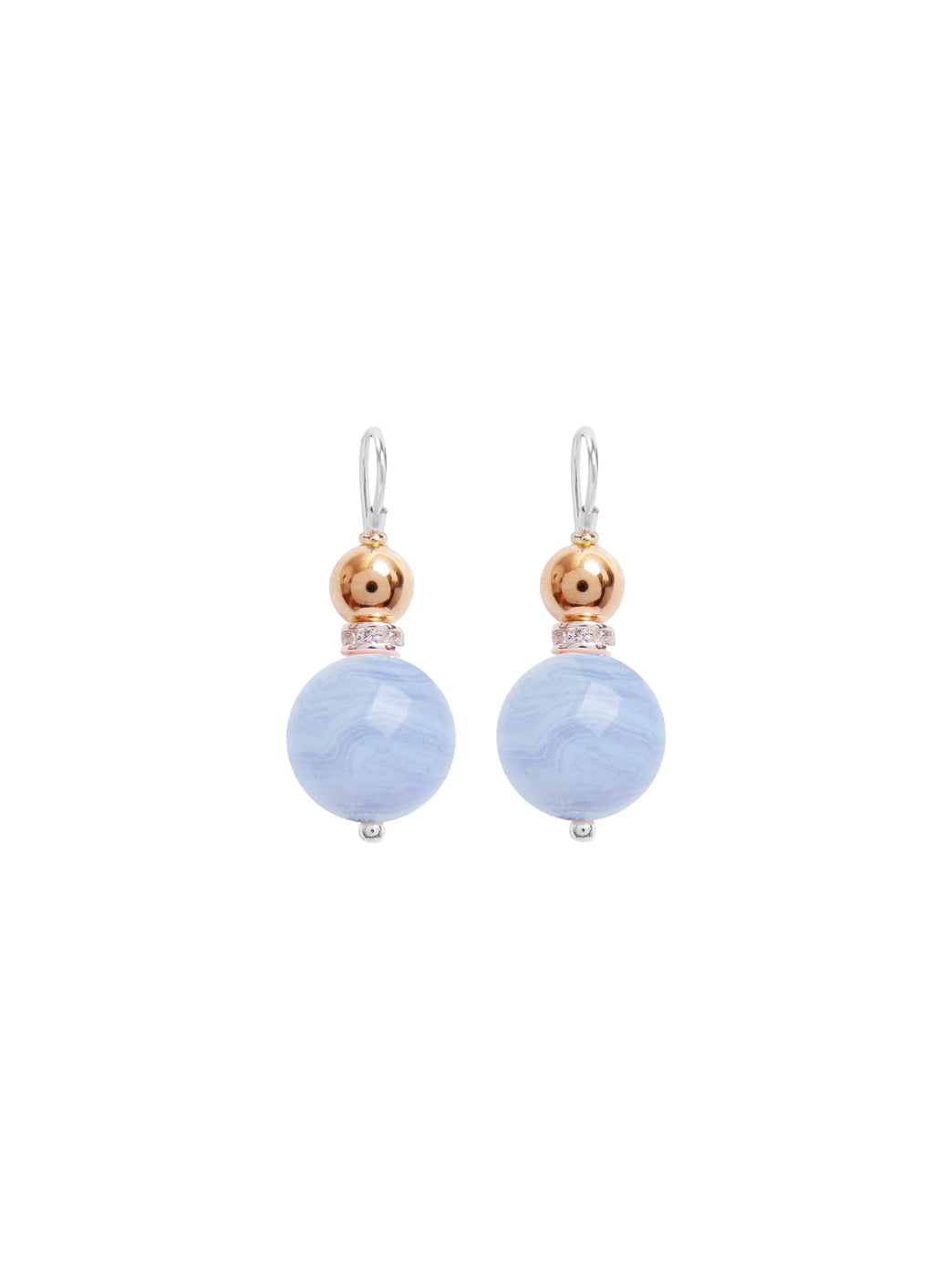 Fiorina Jewellery Double Ball Earrings Chalcedony