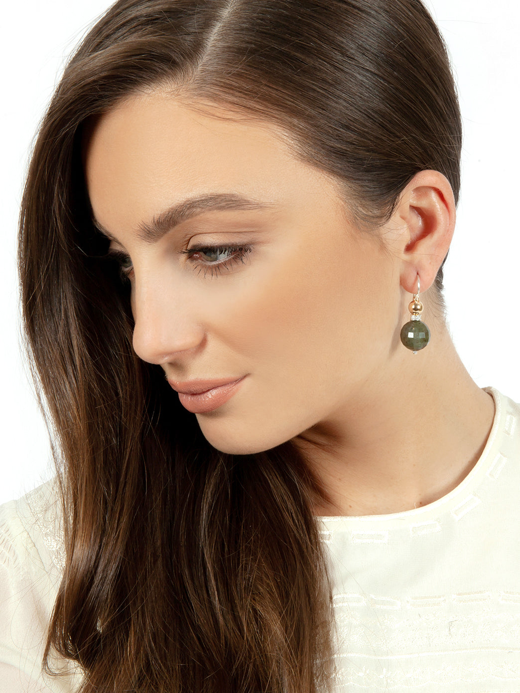 Fiorina Jewellery Double Ball Earrings Labradorite Model