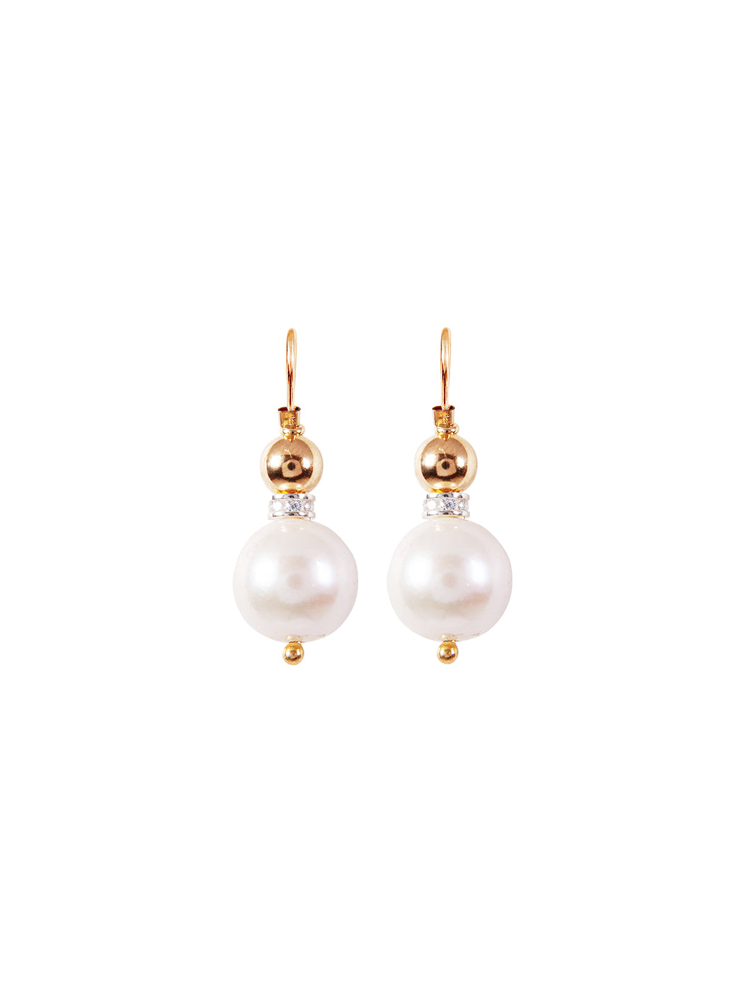 Fiorina Jewellery Elite Double Ball Earrings Pearl Gold Highlights