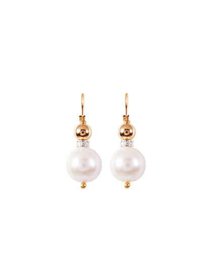Fiorina Jewellery Elite Double Ball Earrings Pearl Gold Highlights