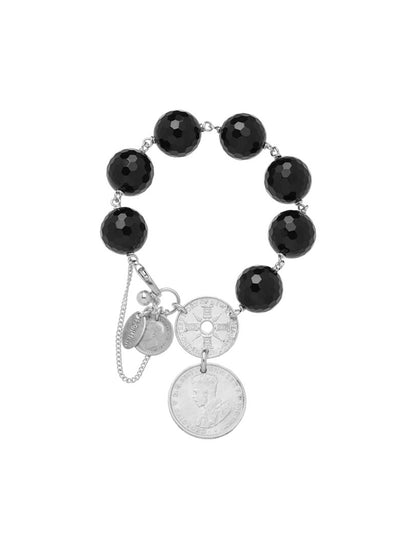 Fiorina Jewellery Double Coin Bracelet Black Onyx