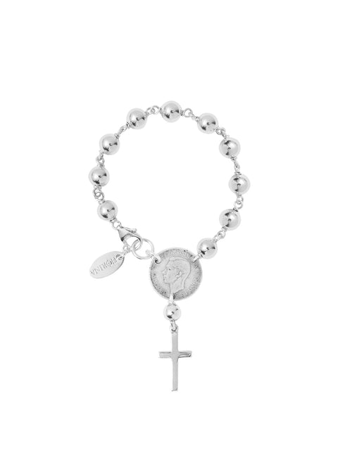 Fiorina Jewellery Silver Rosary Cross Bracelet