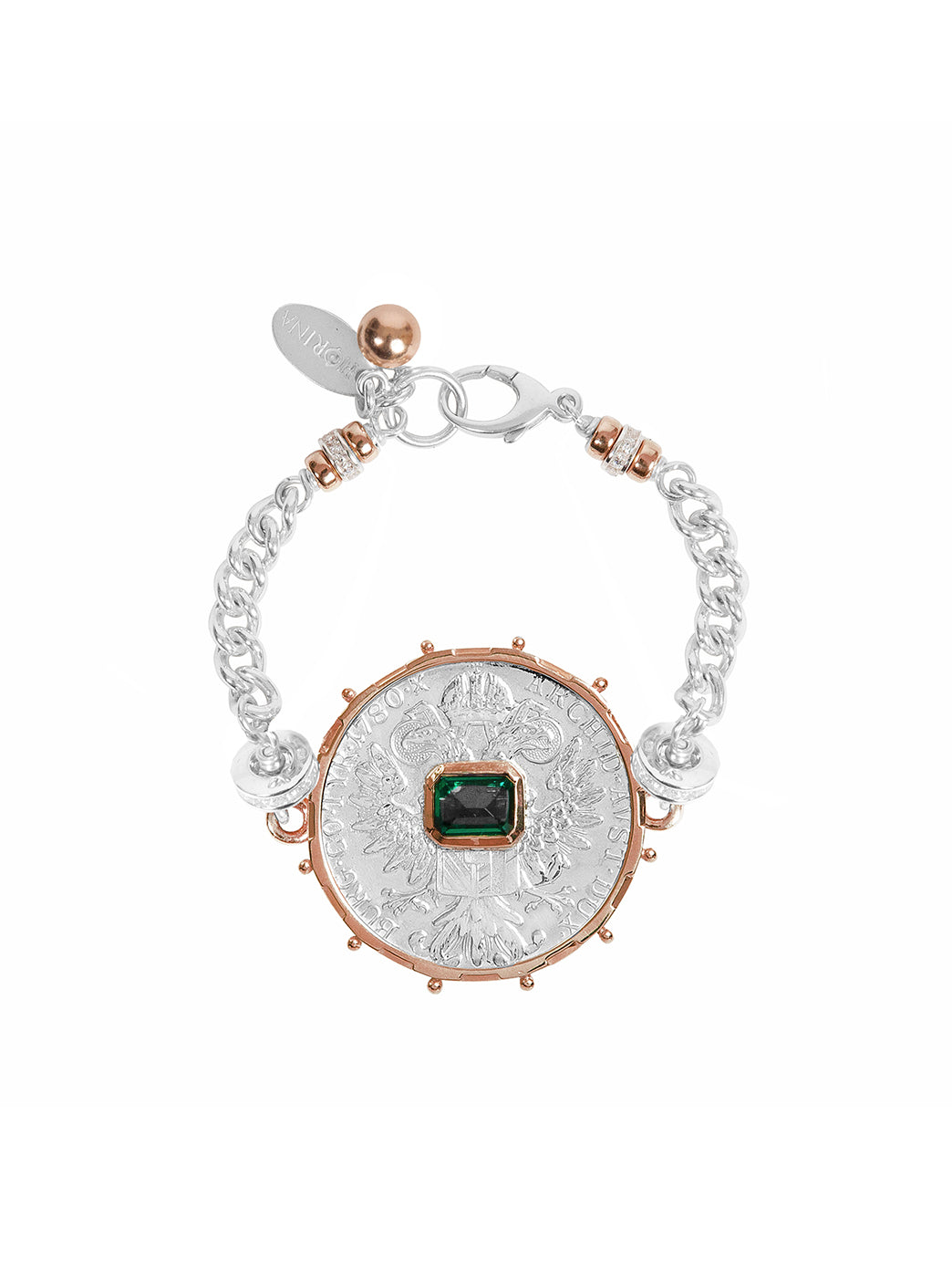 Fiorina Jewellery Monster Jewel Gem Bracelet Emerald and Rose Gold