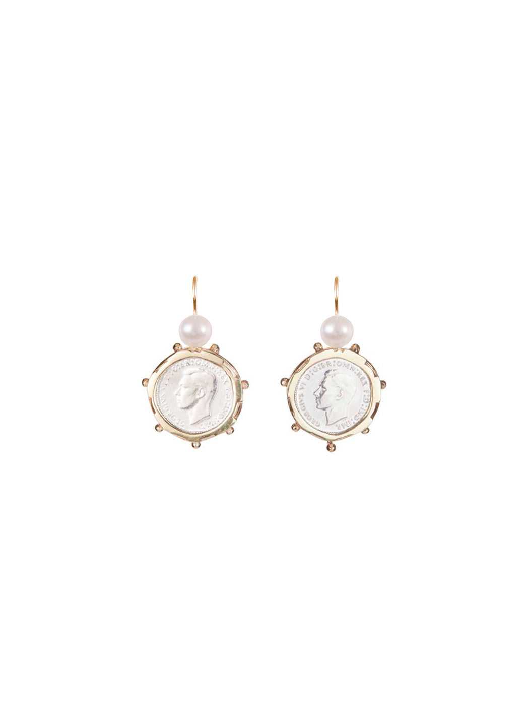 Fiorina Jewellery Gold Encased 3p Coin Earrings Pearl Highlights