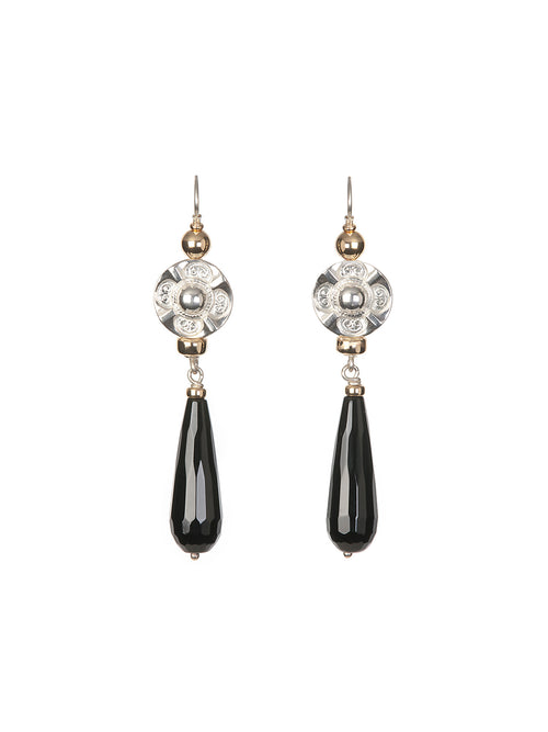 Fiorina Jewellery Deco Drop Earrings Black Onyx