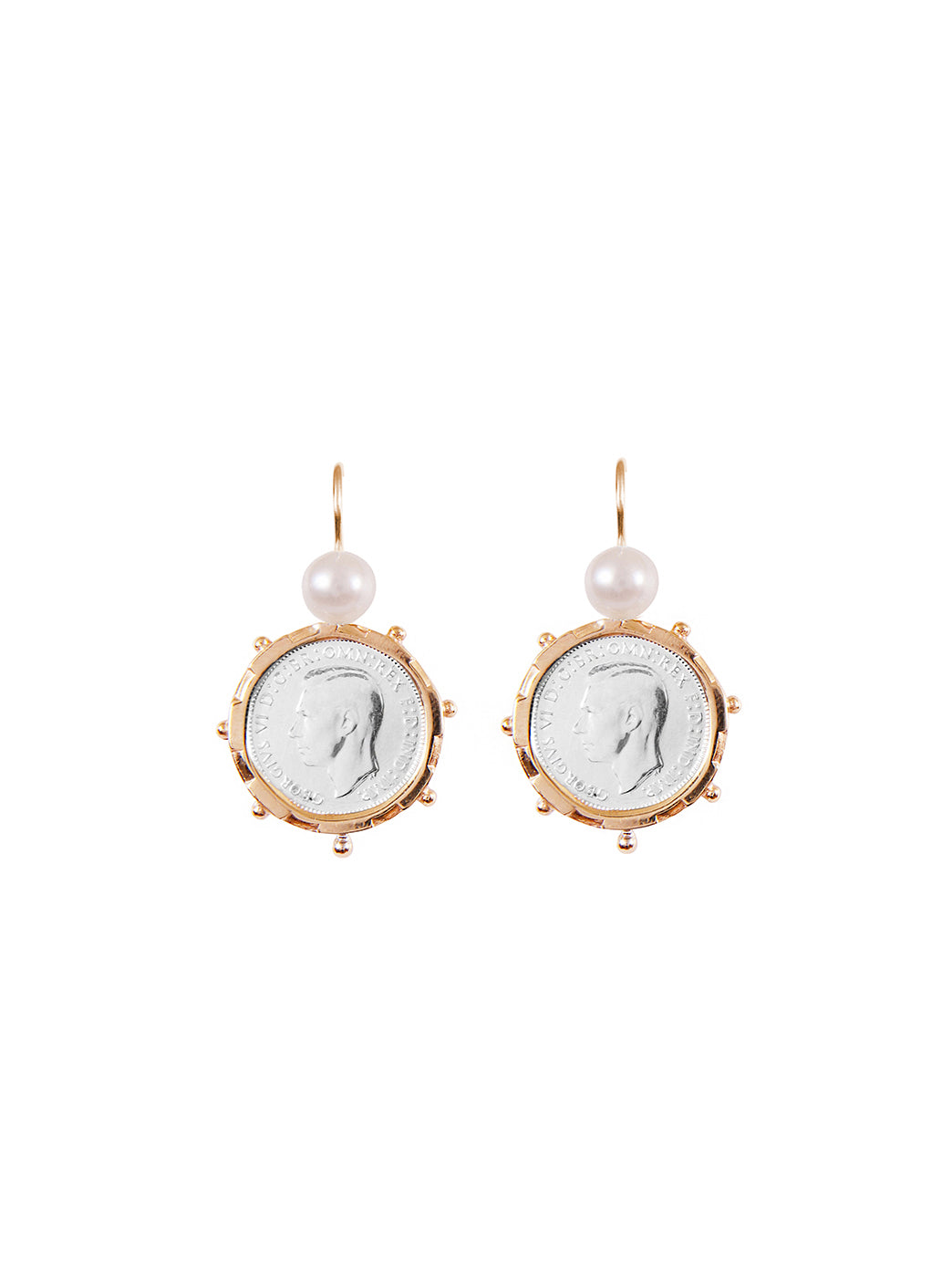 Fiorina Jewellery Gold Encased 6P Coin Earrings Pearl Highlights