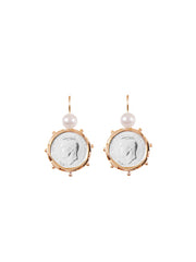 Fiorina Jewellery Gold Encased 6P Coin Earrings Pearl Highlights