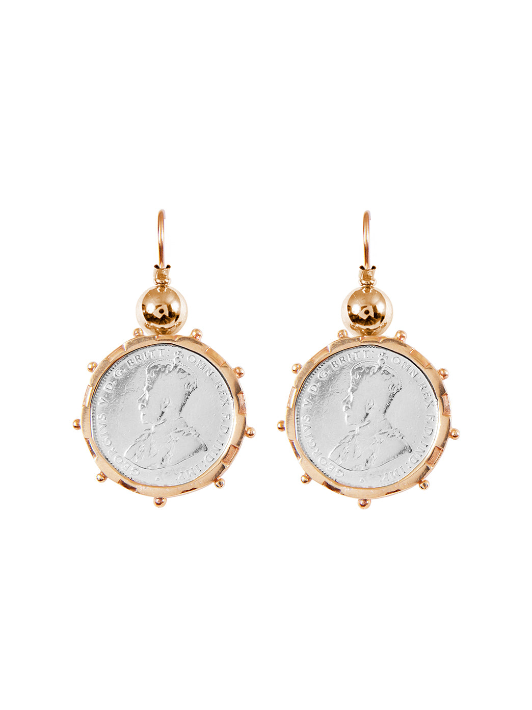 Fiorina Jewellery Gold Encased Shilling Coin Earrings Gold Highlights