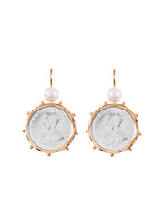 Fiorina Jewellery Gold Encased Shilling Coin Earrings Pearl Highlights