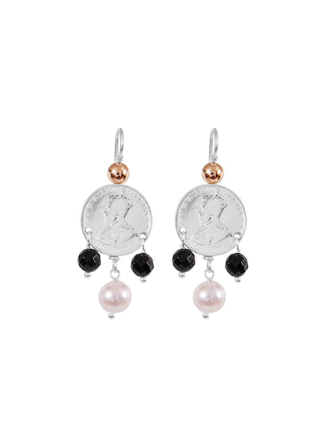 Fiorina Jewellery Mid Coin 3 Drop Earrings Black Onyx