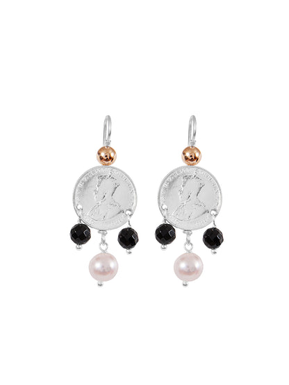 Fiorina Jewellery Mid Coin 3 Drop Earrings Black Onyx
