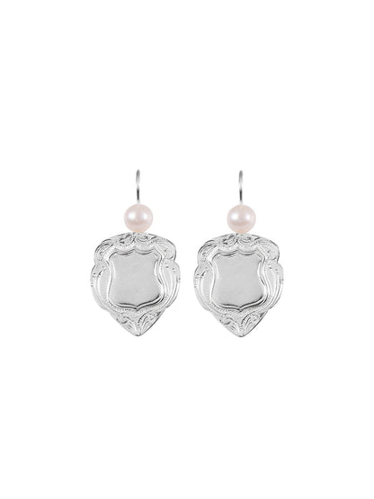 Fiorina Jewellery Shield Earrings Large White Pearl Highlights