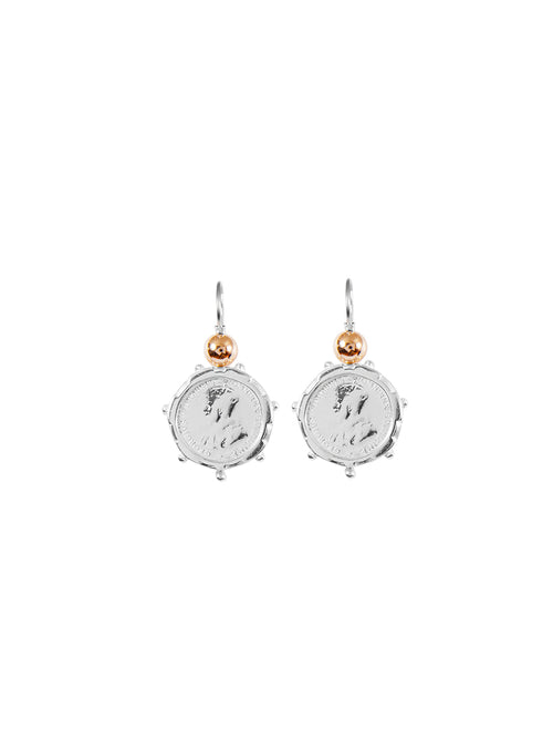 Fiorina Jewellery Silver Encased 3P Coin Earrings Gold Highlights