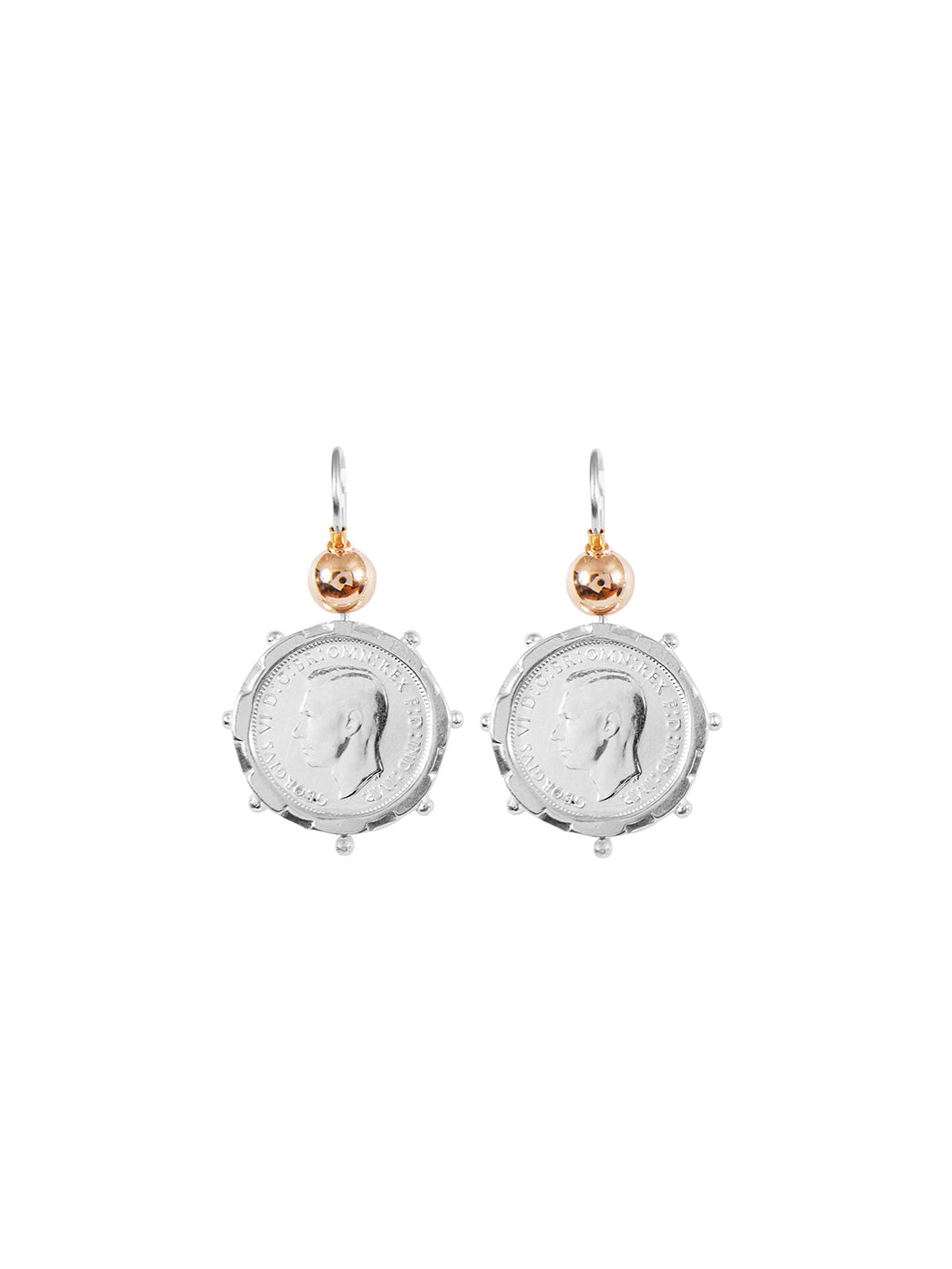 Fiorina Jewellery Silver Encased Coin 6P Earrings Gold Highlights