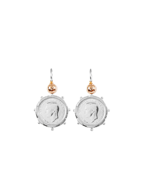 Fiorina Jewellery Silver Encased Coin 6P Earrings Gold Highlights