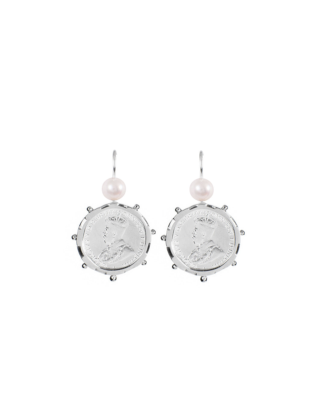 Fiorina Jewellery Silver Encased Coin 6P Earrings Pearl Highlights