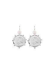 Fiorina Jewellery Silver Encased Coin 6P Earrings Pearl Highlights