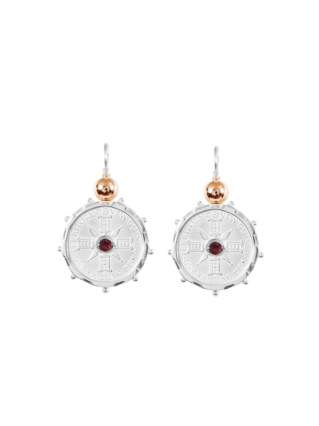 Fiorina Jewellery Silver Encased PNG Earrings Gold & Garnet