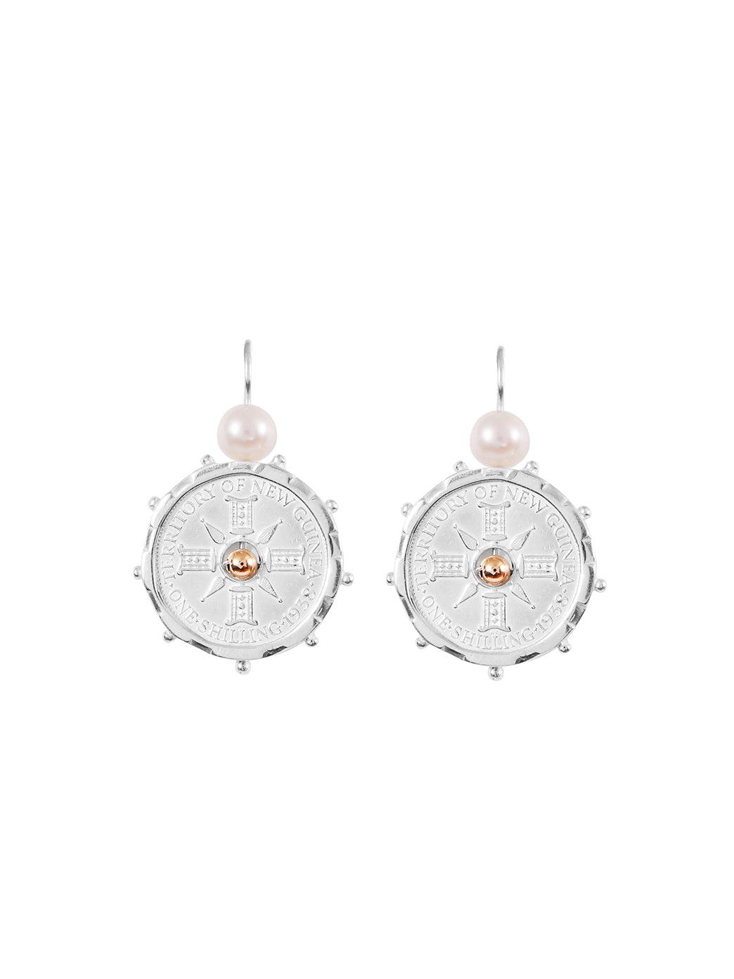 Fiorina Jewellery Silver Encased PNG Earrings Pearl & Gold
