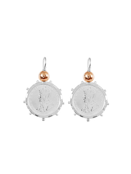 Fiorina Jewellery Silver Encased Shilling Coin Earrings Gold Highlights