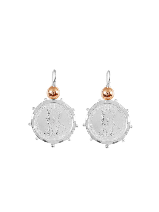 Fiorina Jewellery Silver Encased Shilling Coin Earrings Gold Highlights