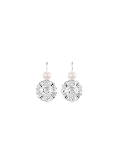 Fiorina Jewellery Simple Vic Disc Earrings Pearl