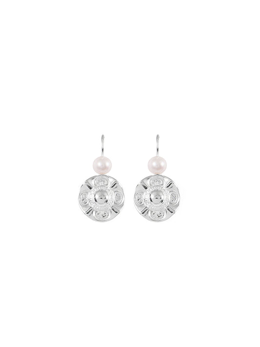 Fiorina Jewellery Simple Vic Disc Earrings Pearl