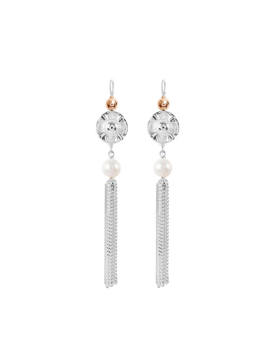 Fiorina Jewellery Vic Disc Tassel Earrings Pearl