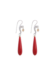 Fiorina Jewellery Medusa Cobra Earrings Red Coral Side View