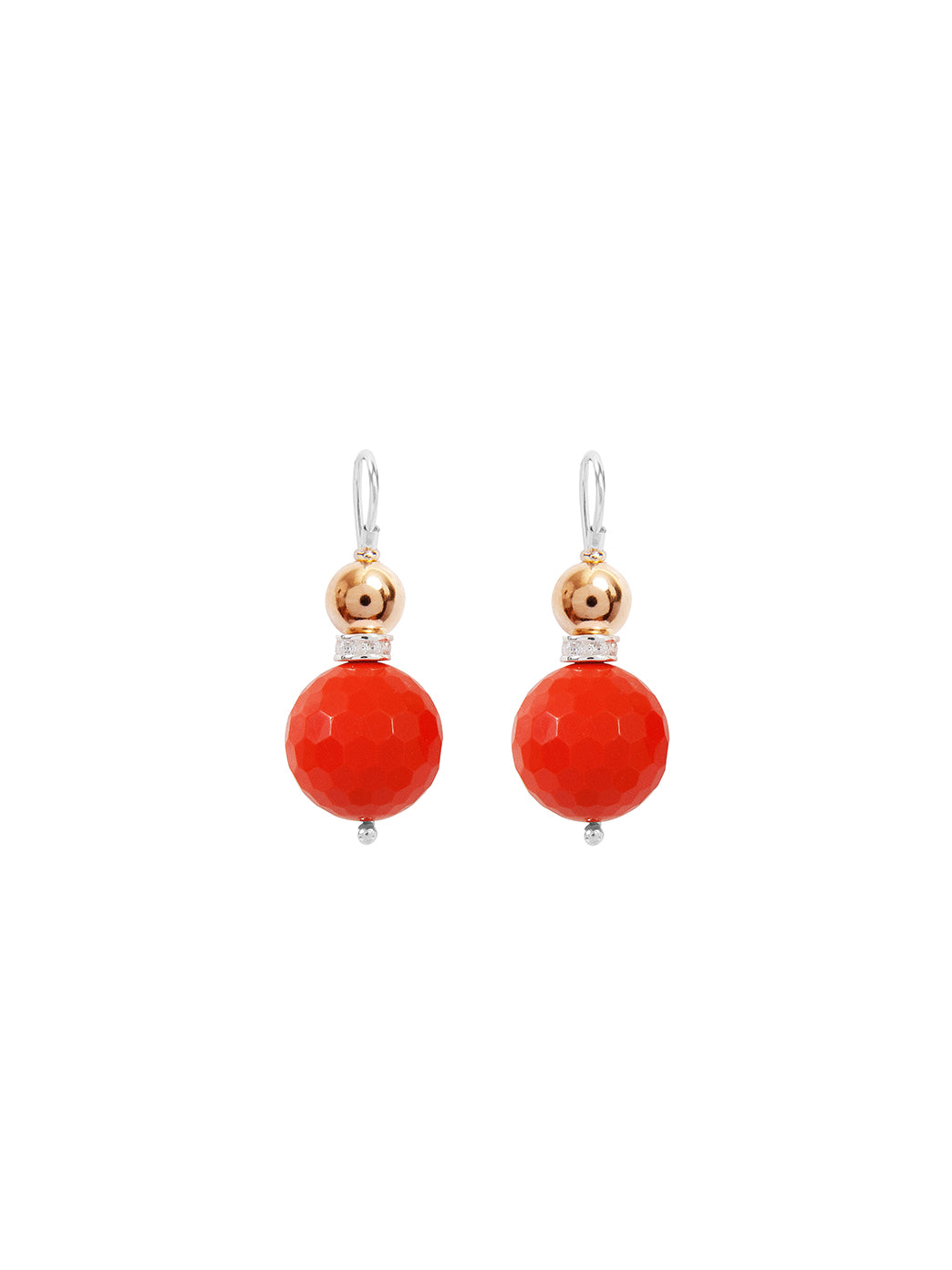 Fiorina Jewellery Double Ball Earrings Bright Coral