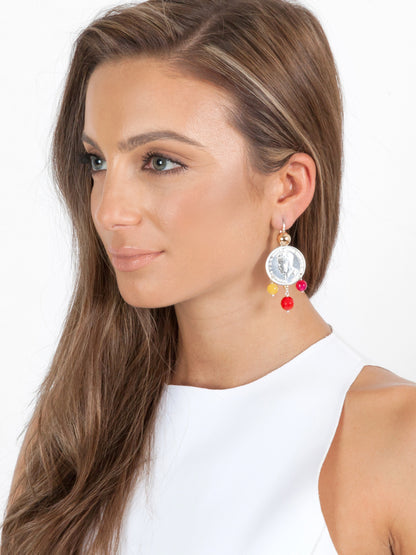 Fiorina Jewellery Monster Mid-Coin 3 Drop Earrings Chakra Model