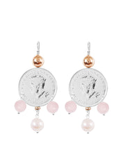 Fiorina Jewellery Monster Mid-Coin 3 Drop Earrings Pink Opal