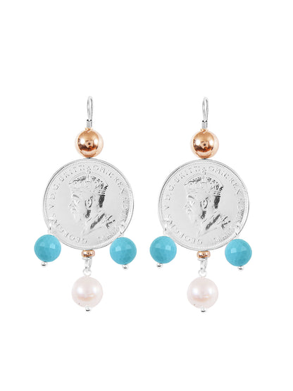 Fiorina Jewellery Monster Mid-Coin 3 Drop Earrings Aquamarine