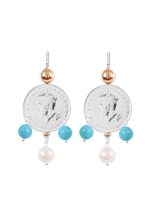 Fiorina Jewellery Monster Mid-Coin 3 Drop Earrings Aquamarine