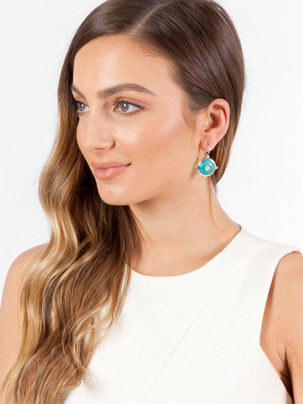 Fiorina Jewellery Button Earrings Amazonite Model