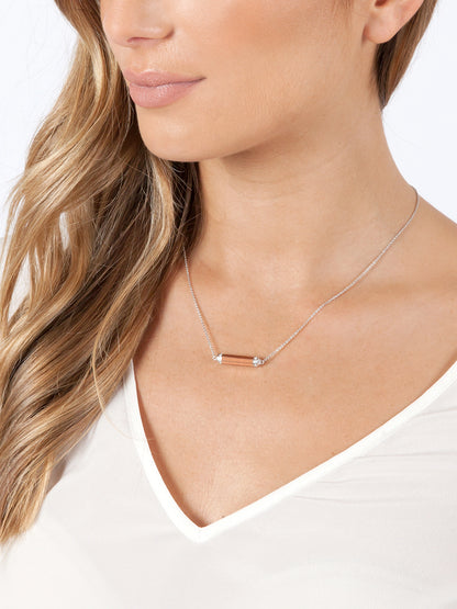 Fiorina Jewellery Manifest Necklace Rose Gold Bar Model
