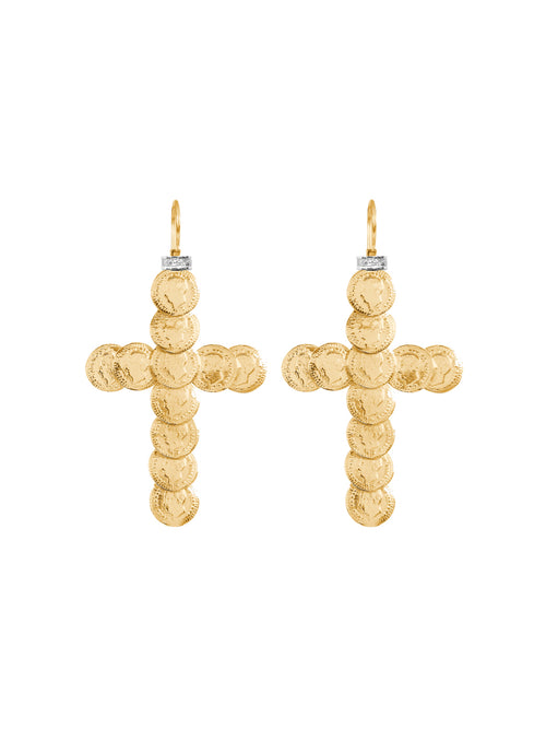 Fiorina Jewellery St Liberus Gold Cross Earrings