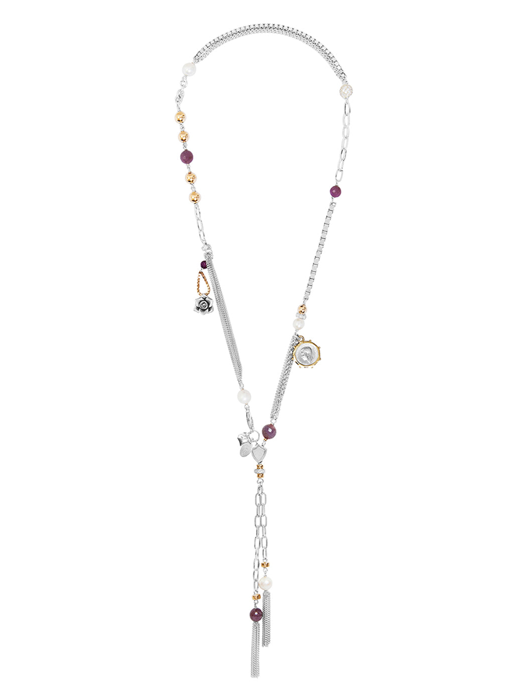 Fiorina Jewellery Monster Double Tassel Necklace Navy