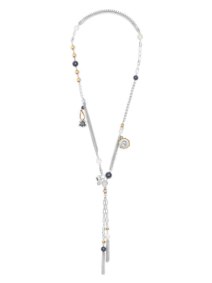 Fiorina Jewellery Monster Double Tassel Necklace Navy