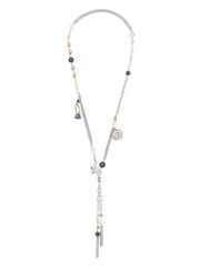 Fiorina Jewellery Monster Double Tassel Necklace Navy