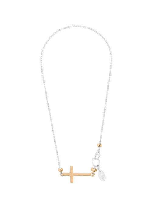 Fiorina Jewellery Gold and Silver Side Cross Necklace