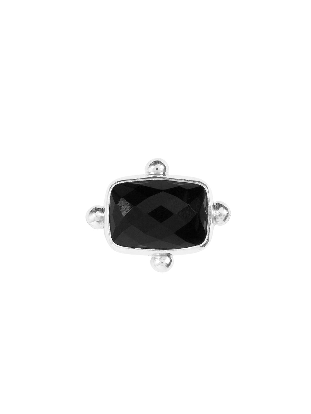Fiorina Jewellery Rectangle Fishband Ring Black Faceted